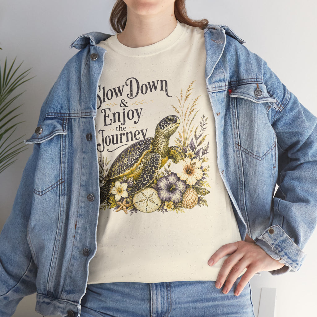 Sea Turtle T-Shirt — "Slow Down & Enjoy the Journey "Sea Turtle Floral Graphic Tee