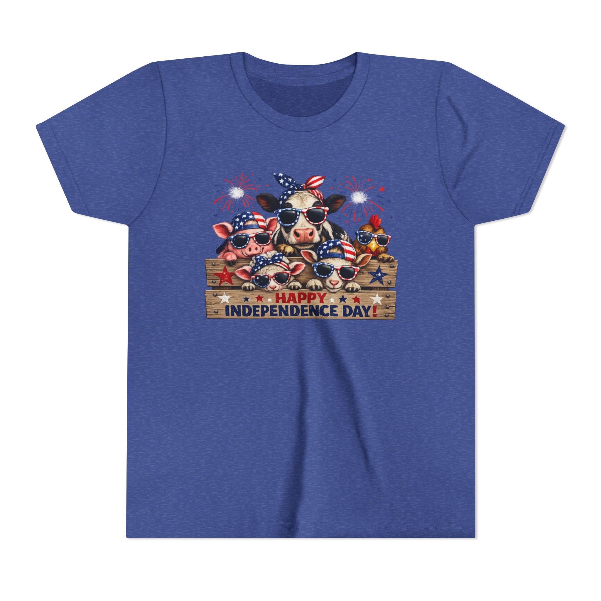 Youth Tee - Happy Independence Day Cow Patriotic Graphic