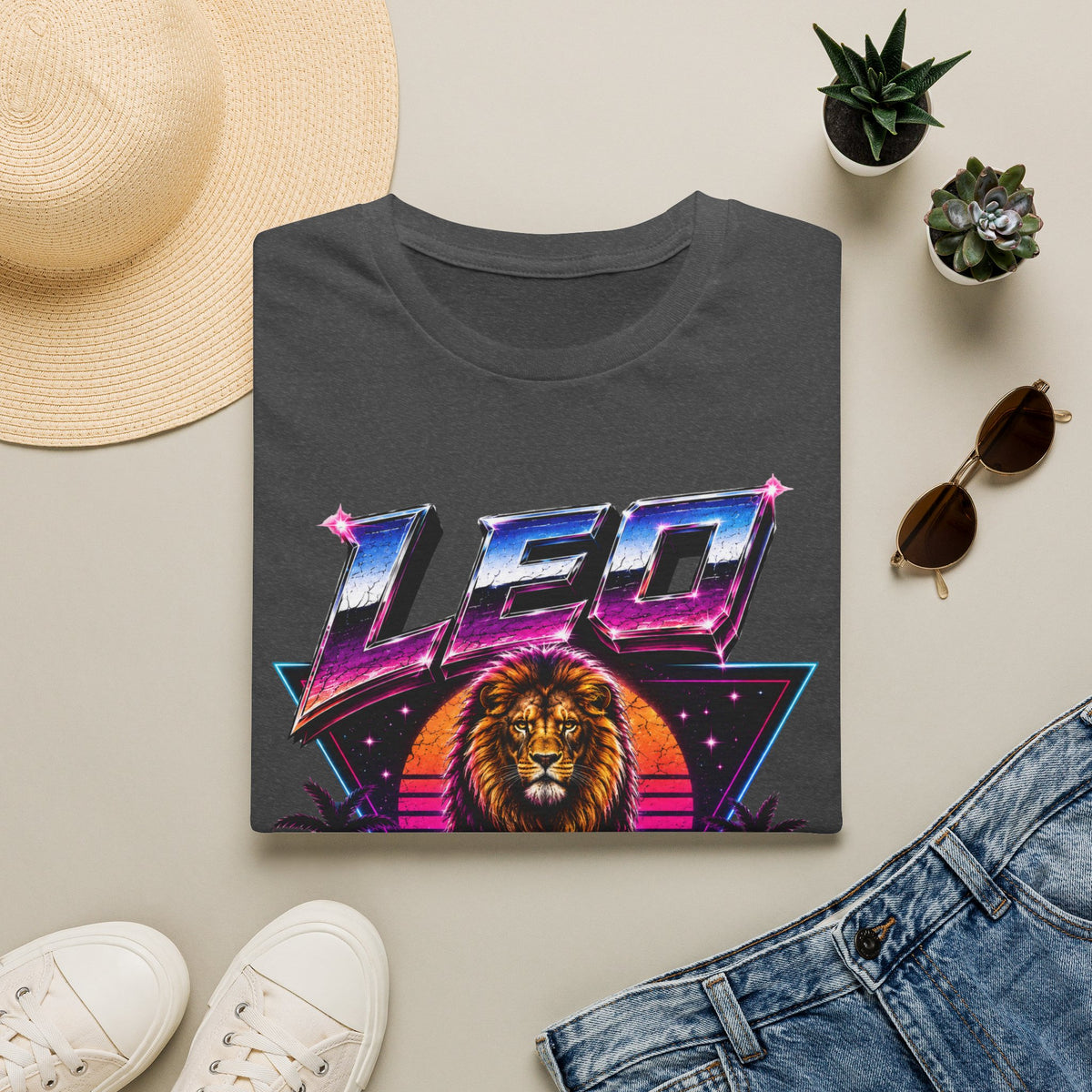 Leo Zodiac T-Shirt — Retro 80s Lion Astrology Tee