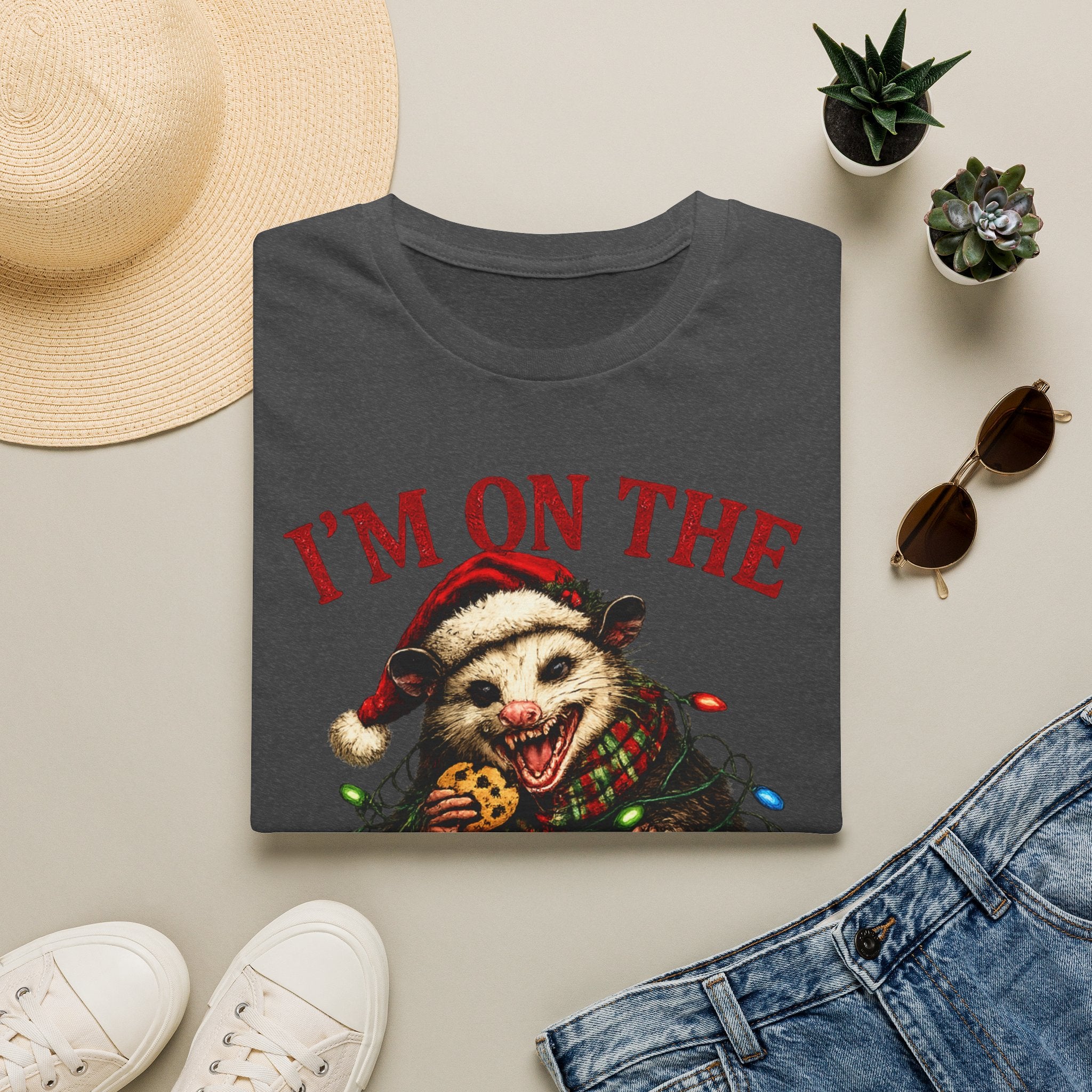 I'm On The Naughty List Possum T-Shirt — Funny Holiday Christmas Tee