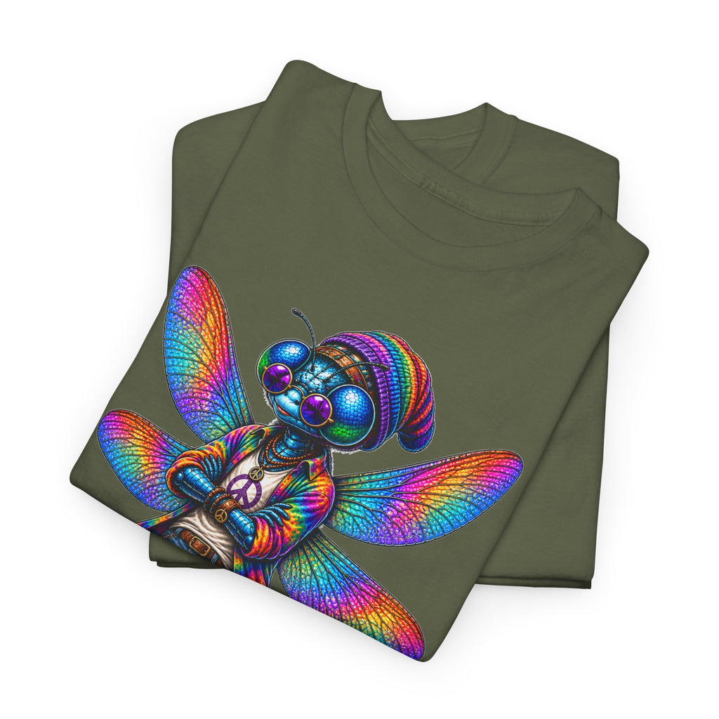 anthropomorphic Dragonfly Tee — Rainbow Glitch Dragonfly Graphic T-Shirt