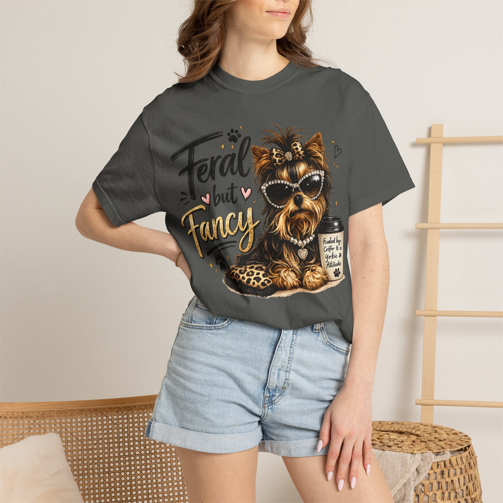 Feral but Fancy Yorkie T-Shirt – Cute Dog Graphic Tee for Pet Lovers