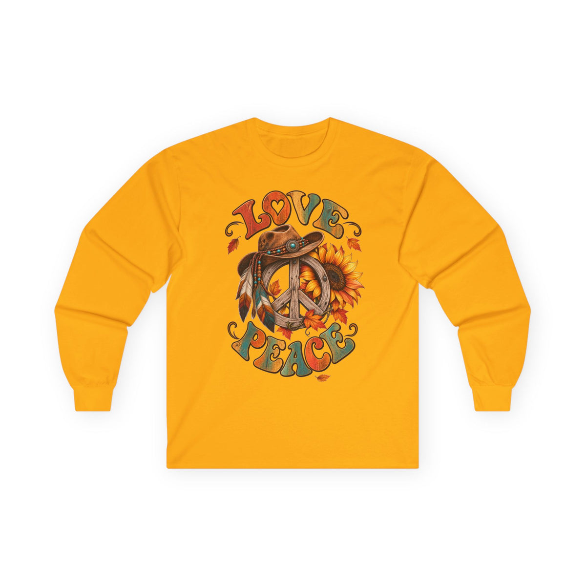 Love & Peace Retro Sunflower Long Sleeve Tee