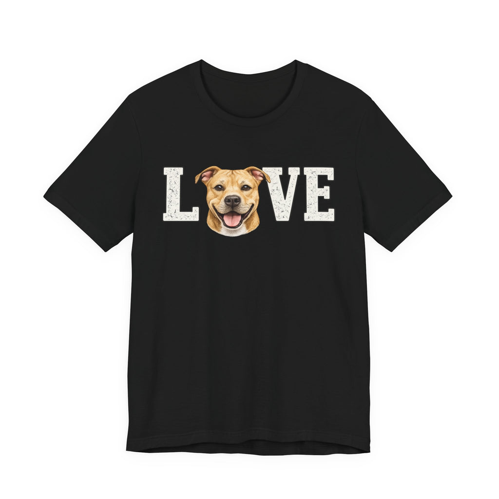 Pit Bull Love T-Shirt — 'LOVE' with Happy Puppy Face Tee