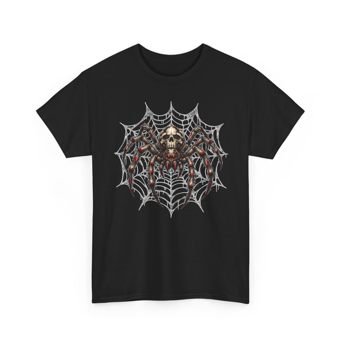 Spider Skull Web T‑Shirt — Gothic Halloween Graphic Tee