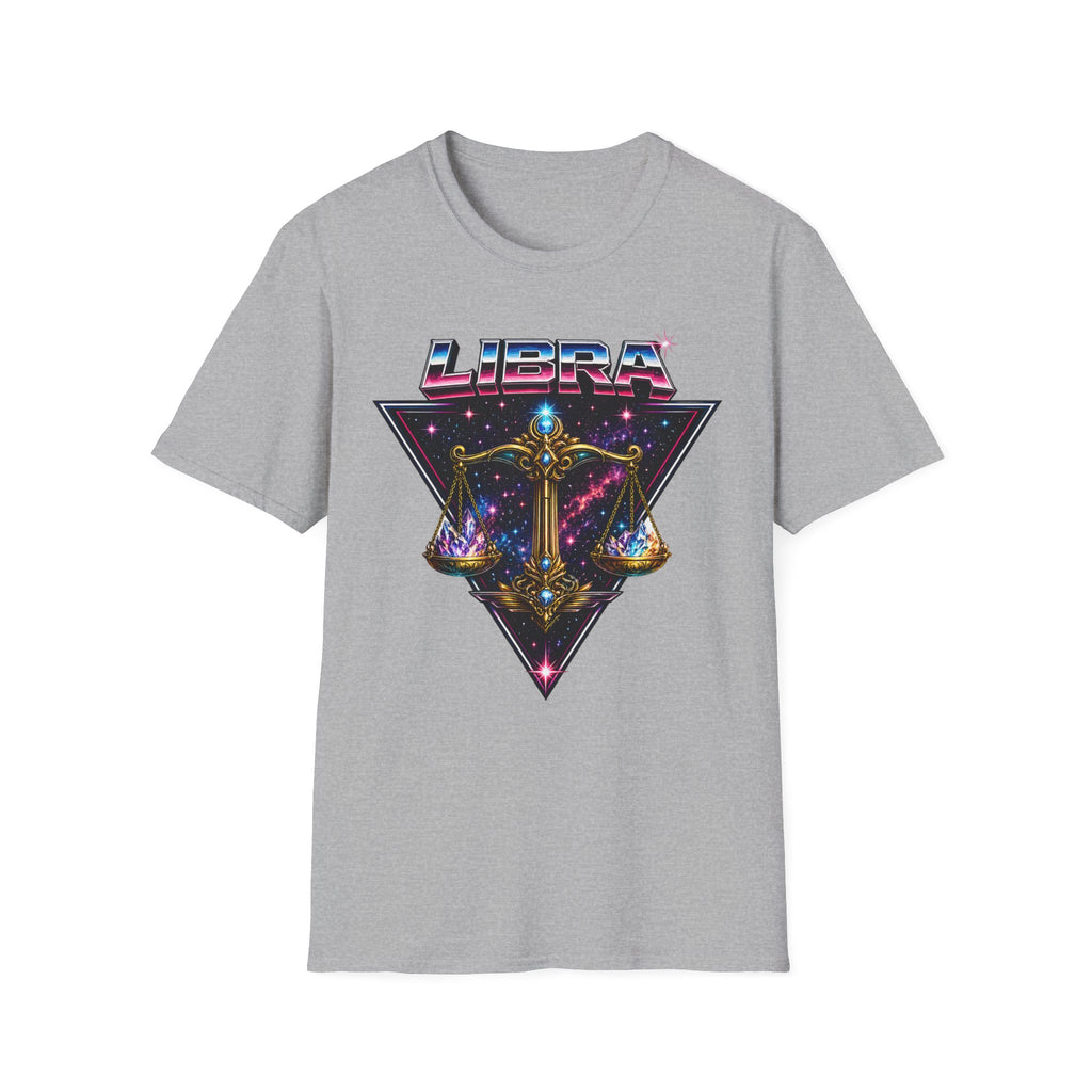 Libra Zodiac T-Shirt — Retro Neon Scales Astrology Tee
