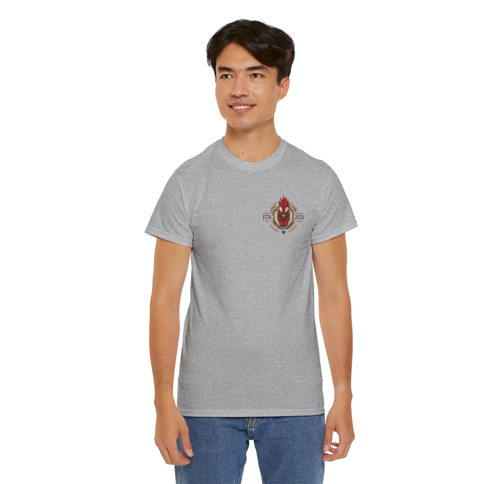 Patriotic Rooster Tee - American Flag Chicken Graphic T-Shirt