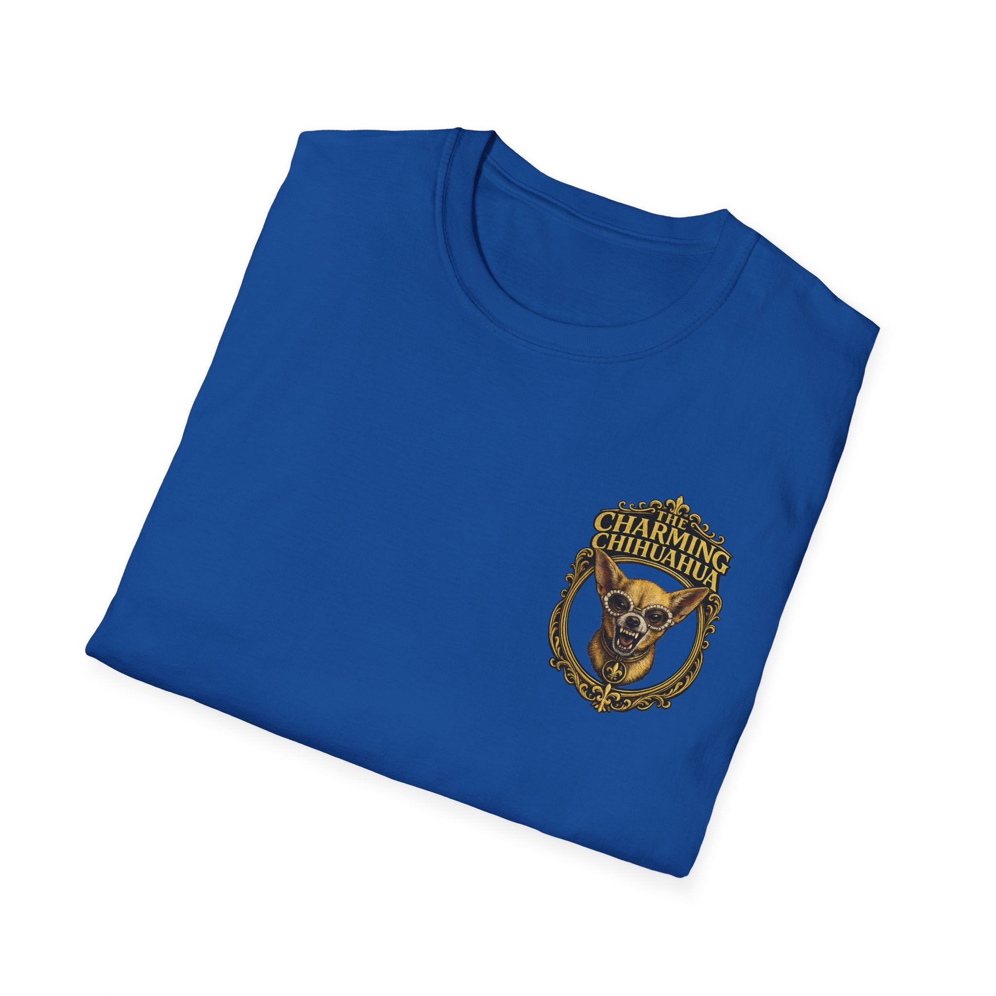 Chihuahua-Charming Chihuahua Graphic Tee — “The Charming Chihuahua” Cute Dog Lover T-Shirt --front and back print