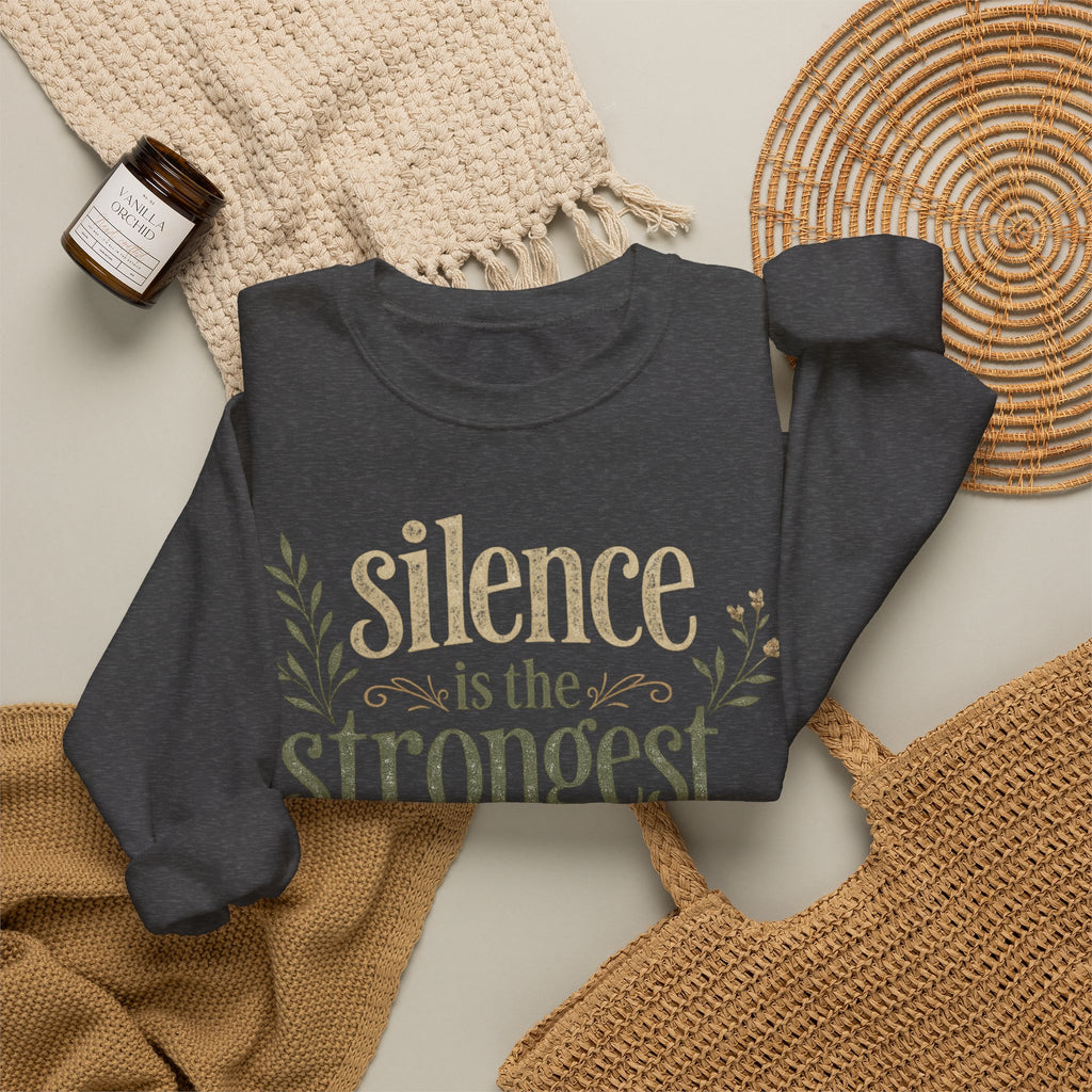 – "Silence Is the Strongest Response" crewneck sweatshirt- Inspirational Quote Pullover