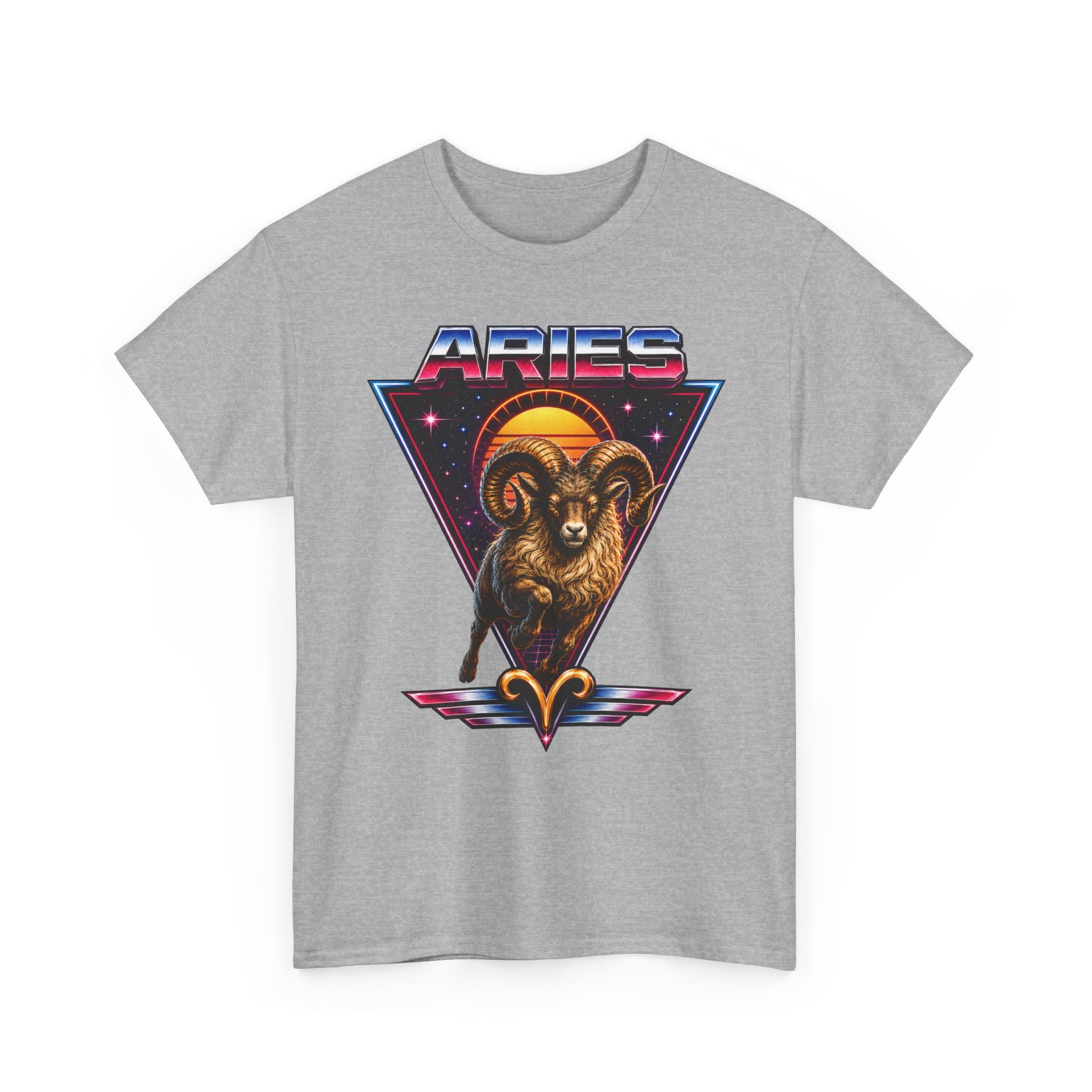 Aries Zodiac Tee — Retro 80s style Ram Astrology T-Shirt