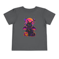 Toddler Tee — Neon Halloween Bat Cat with Pumpkin Graphic