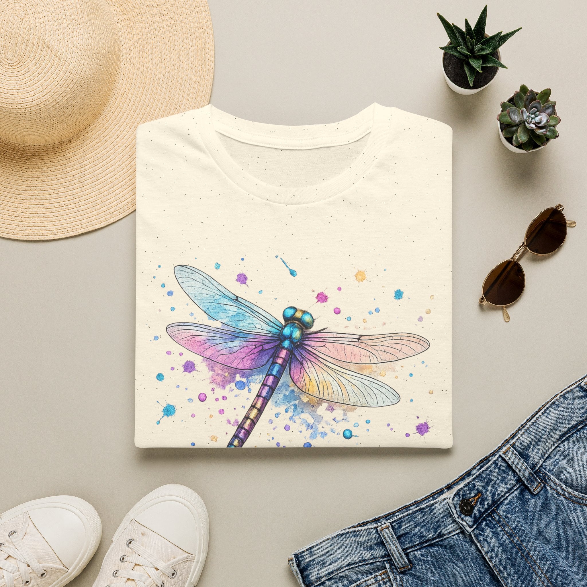 Dragonfly Watercolor T‑Shirt — Pastel Wing Nature Tee