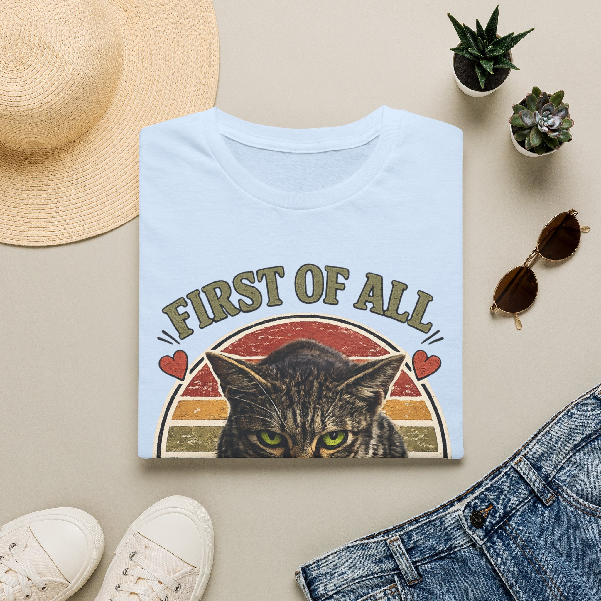 Cat T‑Shirt — “First of All I’m a Delight” Vintage Cat Graphic Tee