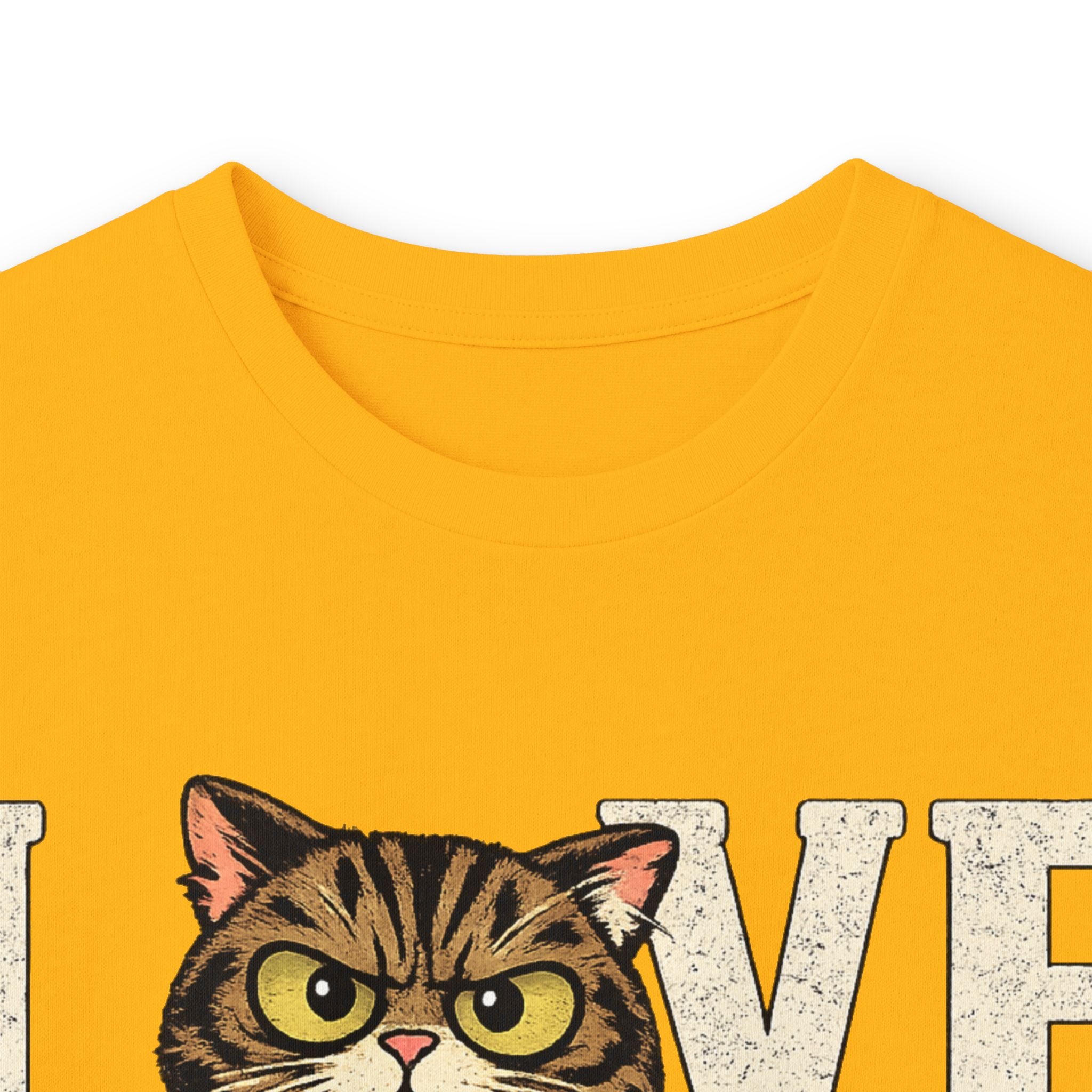 Long Sleeve Tee — "LOVE "tabby  Cat Face Graphic