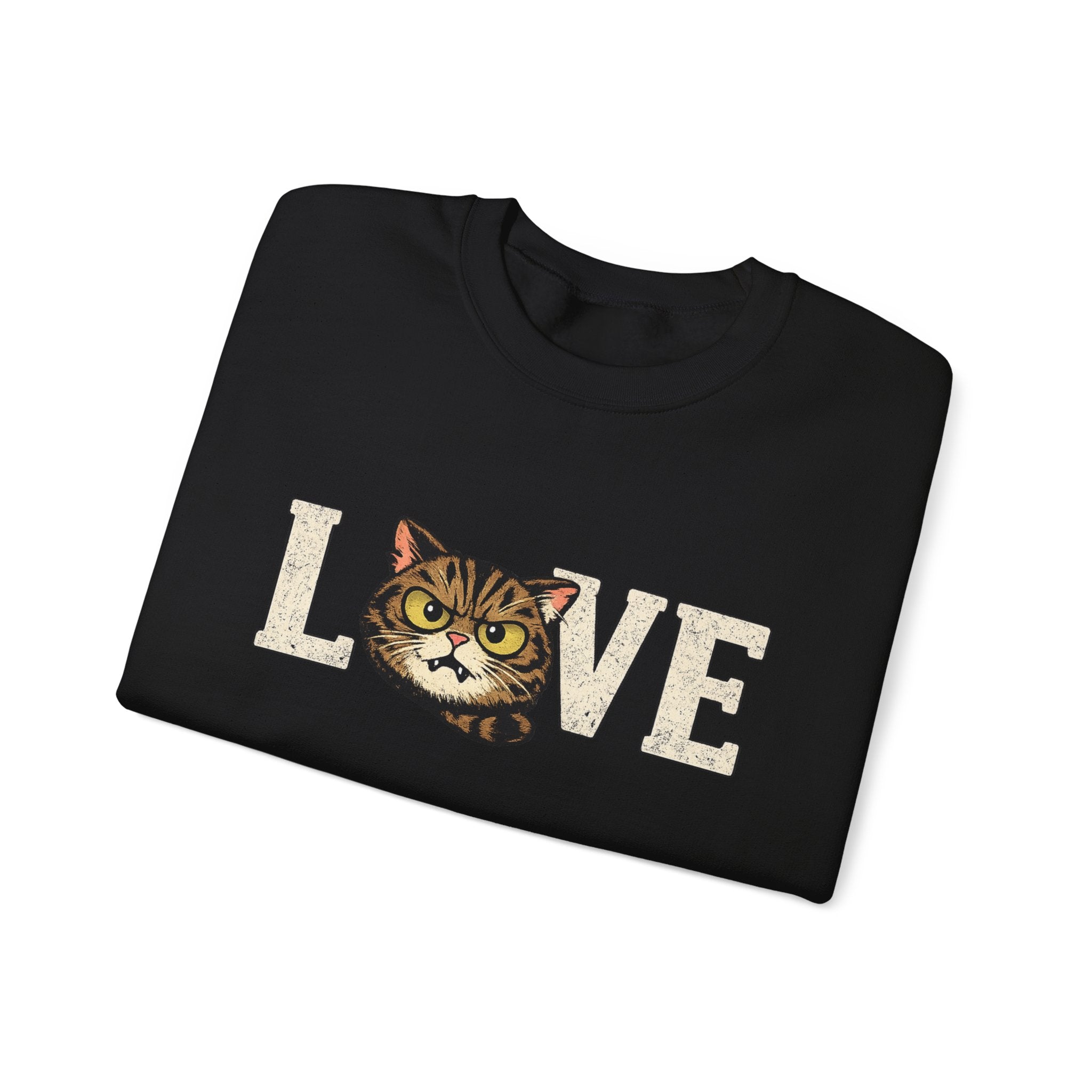 Cat Love Sweatshirt — Vintage Tabby Kitty Crewneck