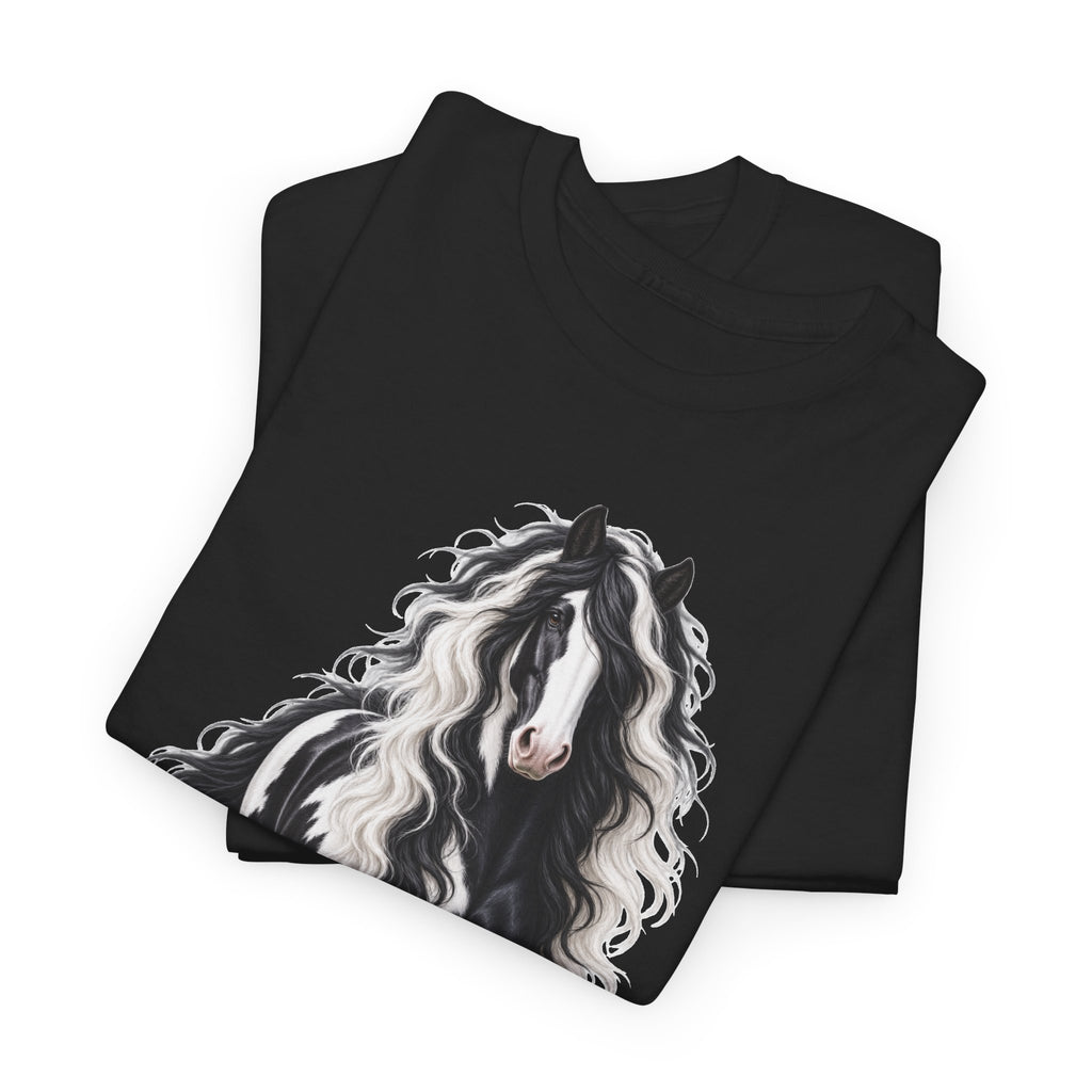 Gypsy Vanner Horse T-Shirt — Artistic Black & White Draft Horse Tee