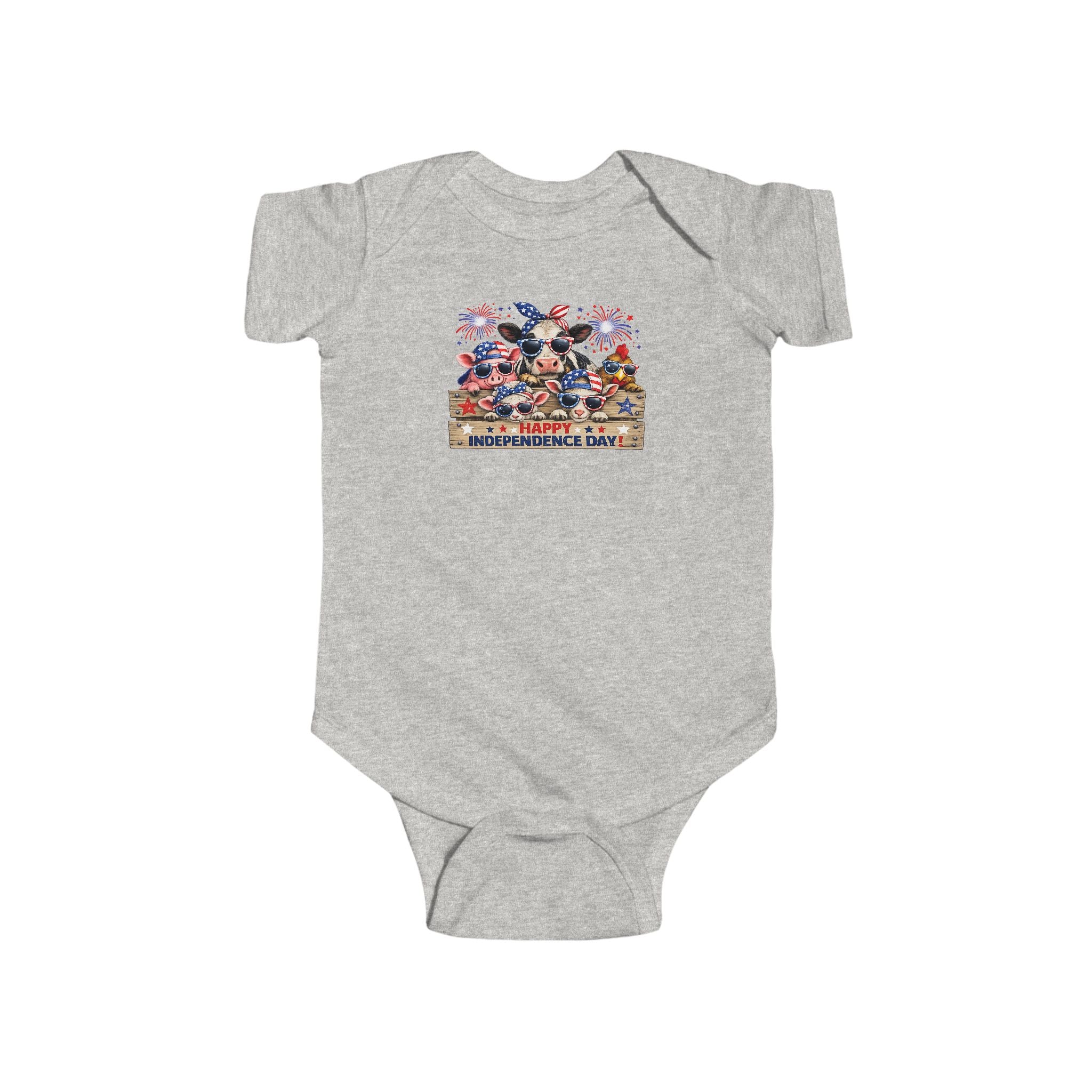 4th of July Baby Bodysuit - Patriotic Fireworks & USA Animal Friends Infant Onesie