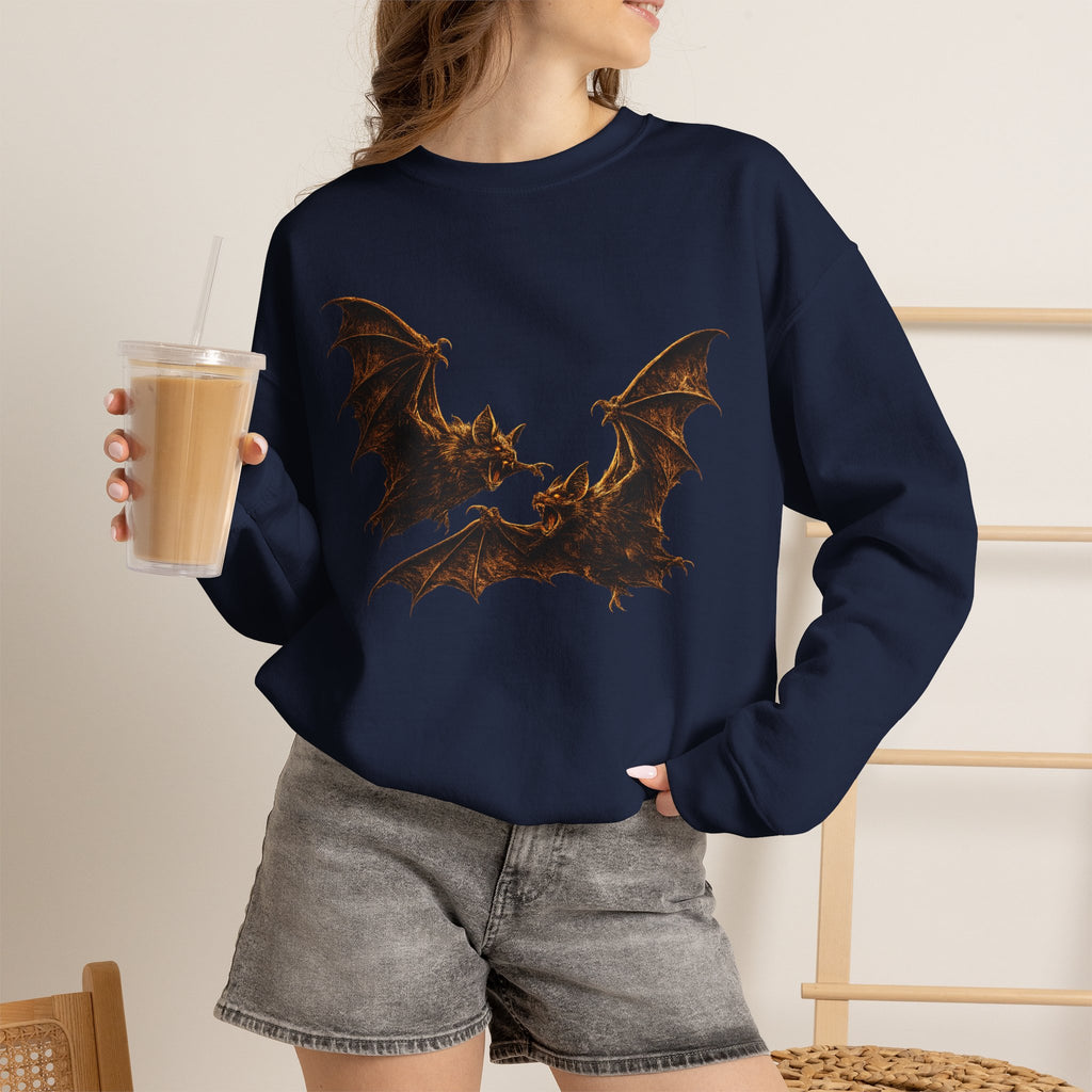 Bat Flight Crewneck Sweatshirt – Bat Battle Goth-holloween Graphic