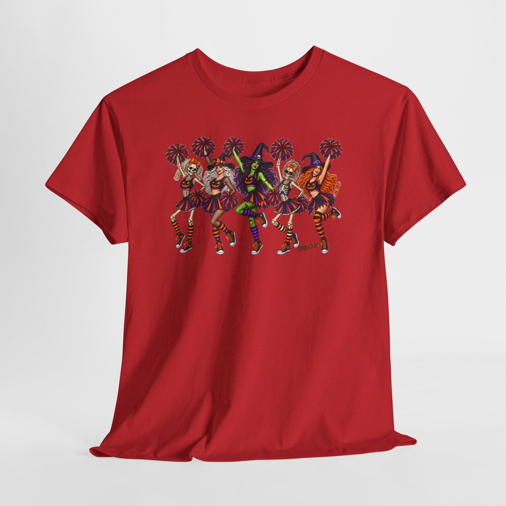 Halloween Cheerleaders Graphic Tee — Colorful Holloween cheer Squad Shirt