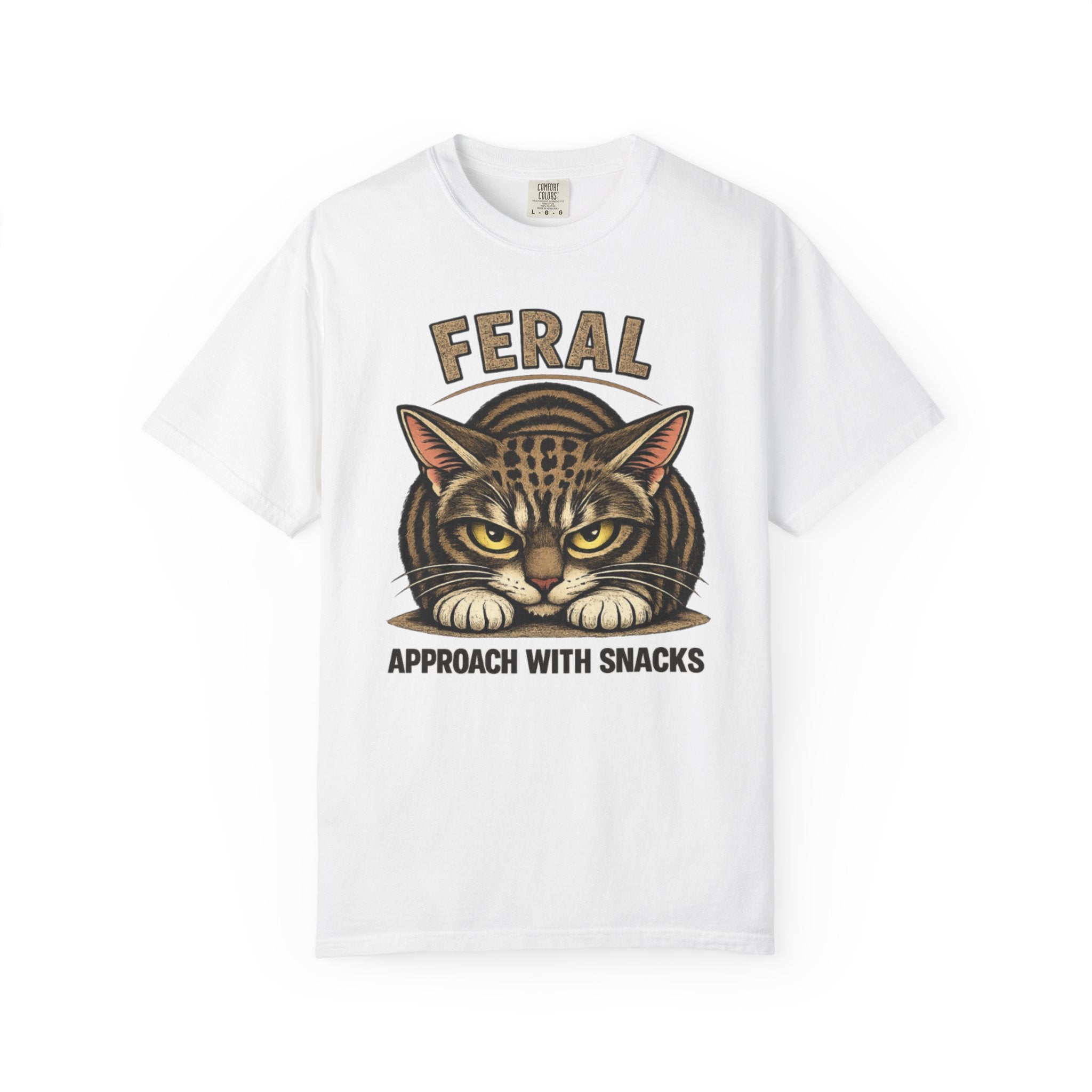 T-Shirt — "Feral: Approach With Snacks" Cat Graphic Tee