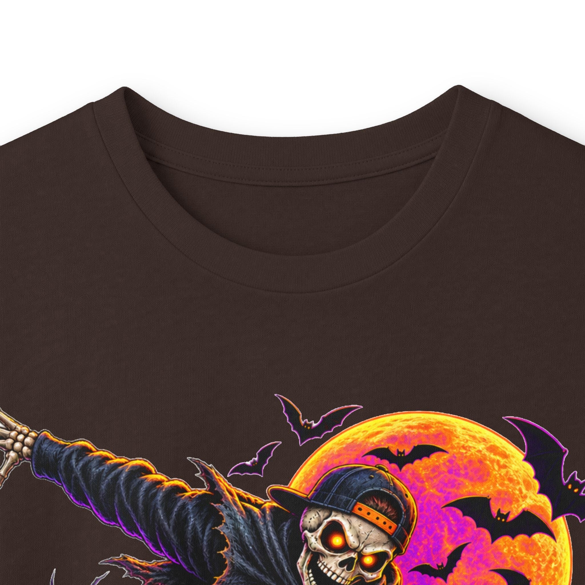Halloween Skeleton Skateboarder Graphic Long Sleeve Tee