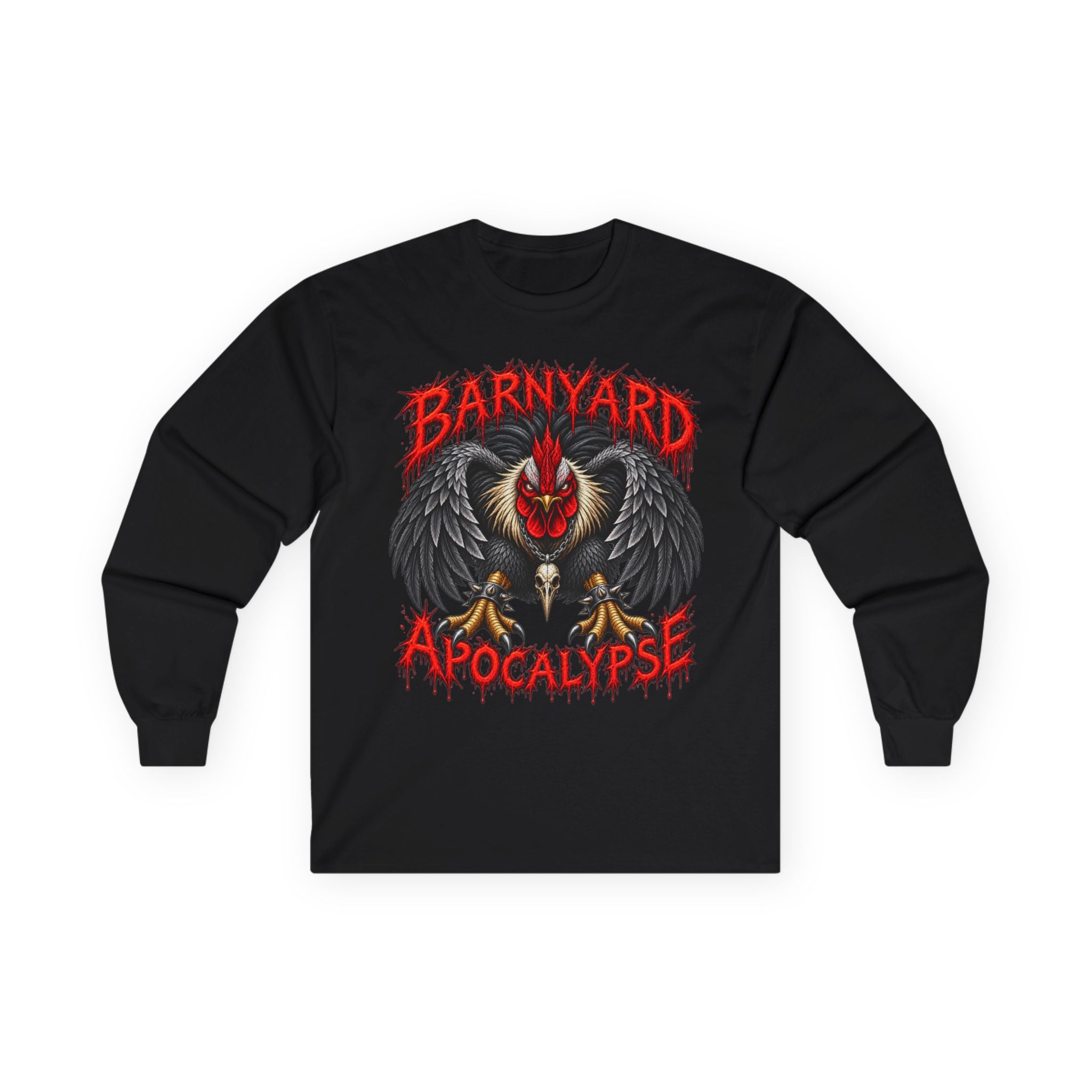 Barnyard Apocalypse Long Sleeve Tee — Rooster Graphic Shirt