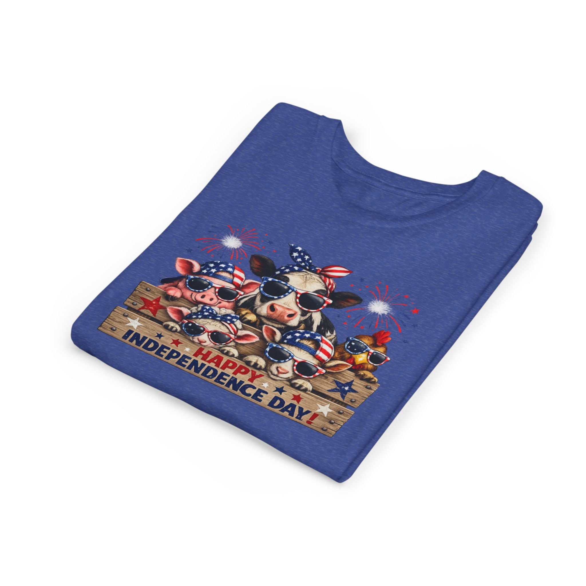 Youth Tee - Happy Independence Day Cow Patriotic Graphic