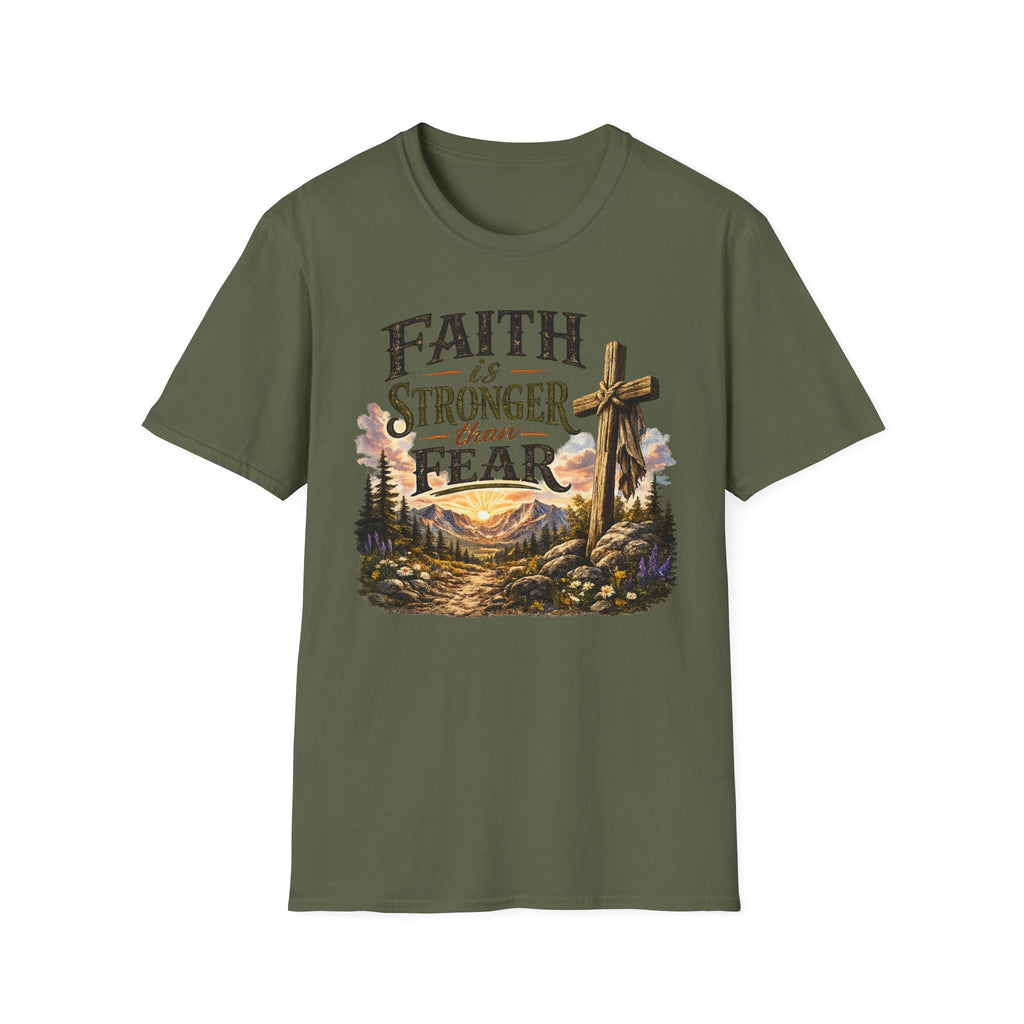 Faith Is Stronger Than Fear T-Shirt — Christian Cross Inspirational Tee