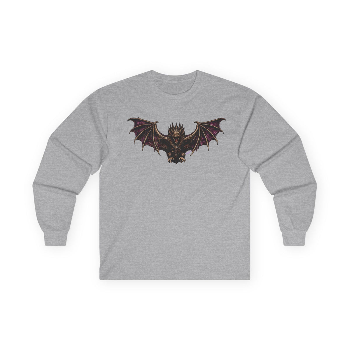 Gothic Bat Demon Long Sleeve Tee — Dark Fantasy Winged Creature Shirt