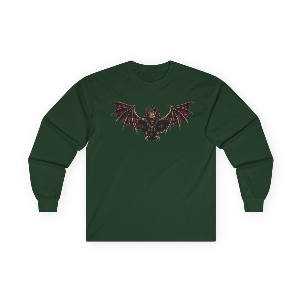 Gothic Bat Demon Long Sleeve Tee — Dark Fantasy Winged Creature Shirt