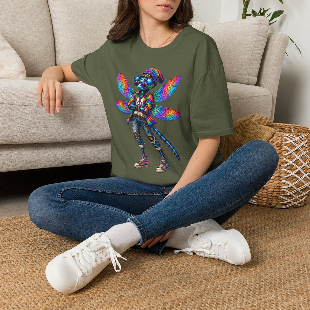 Psychedelic Dragonfly Graphic T-Shirt — Colorful Rasta-Inspired Bug Art Tee