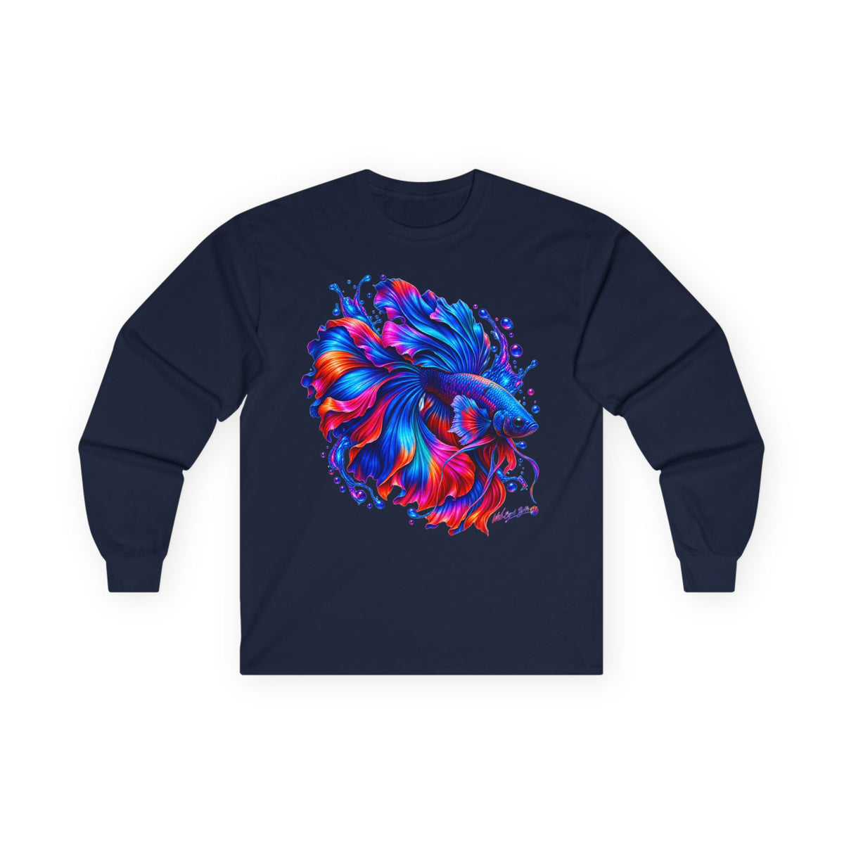 Colorful Betta Fish Long Sleeve Tee — Vibrant Aquatic Graphic Shirt
