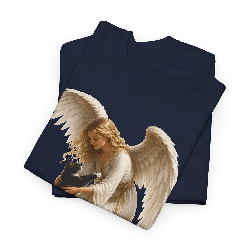 Angel with Cat T-Shirt — Guardian Angel Pet Lover Tee