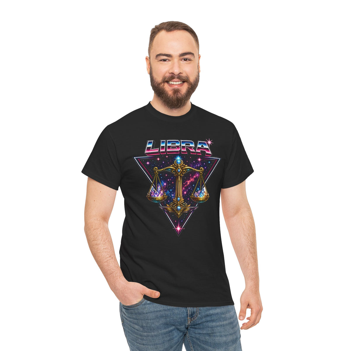 Libra Zodiac T‑Shirt — Retro Cosmic Scales Astrology Tee