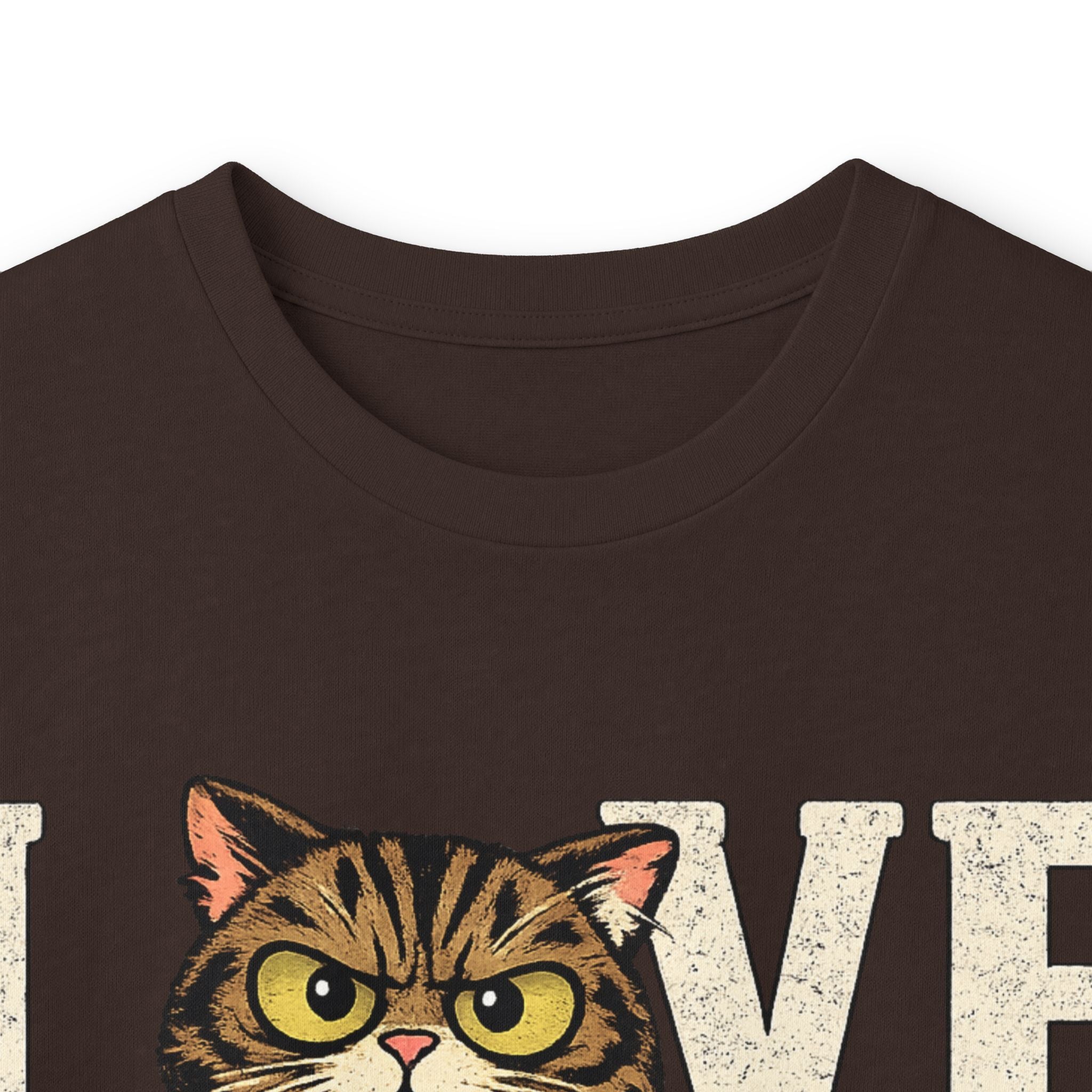 Long Sleeve Tee — "LOVE "tabby  Cat Face Graphic