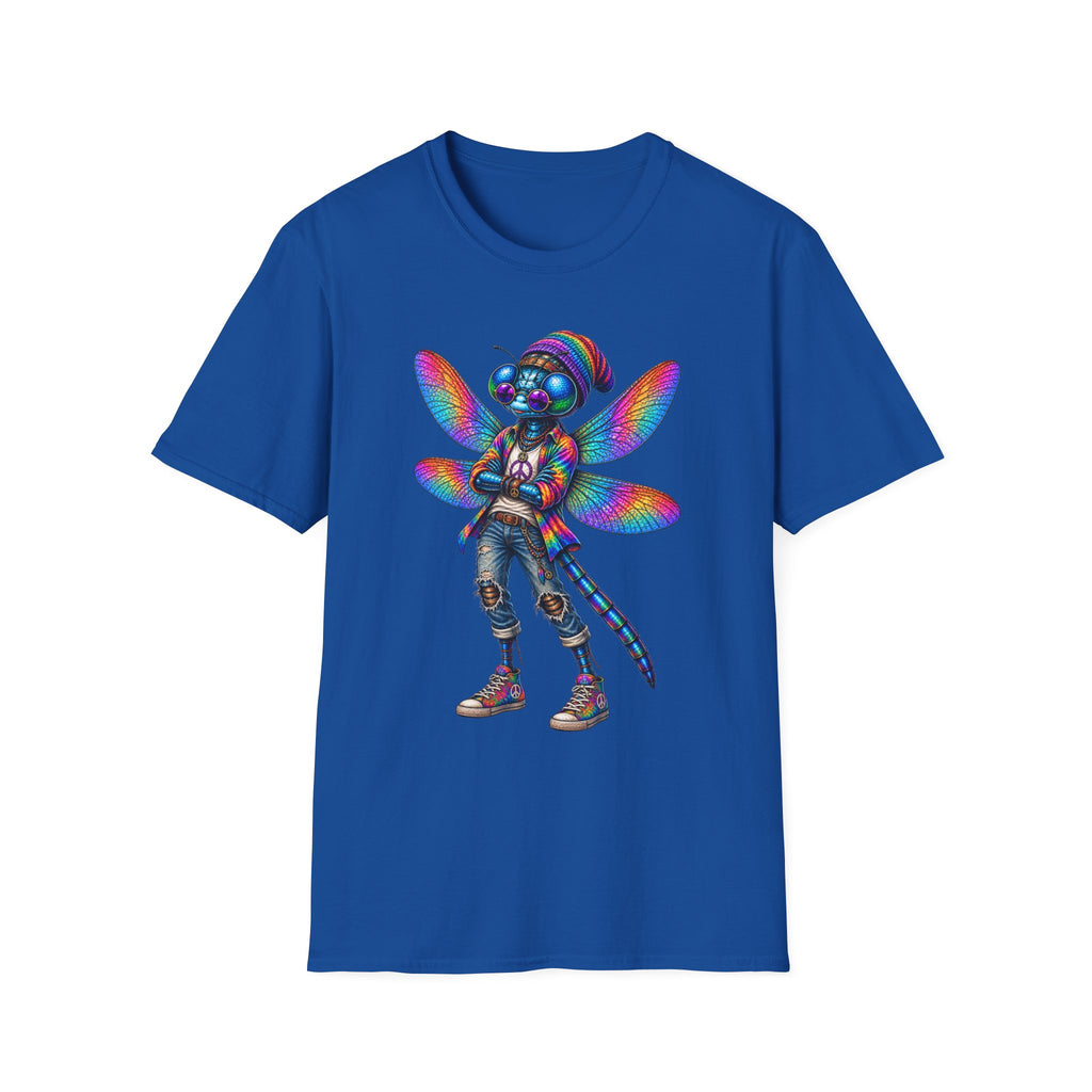 Psychedelic Dragonfly Graphic T-Shirt — Colorful Rasta-Inspired Bug Art Tee
