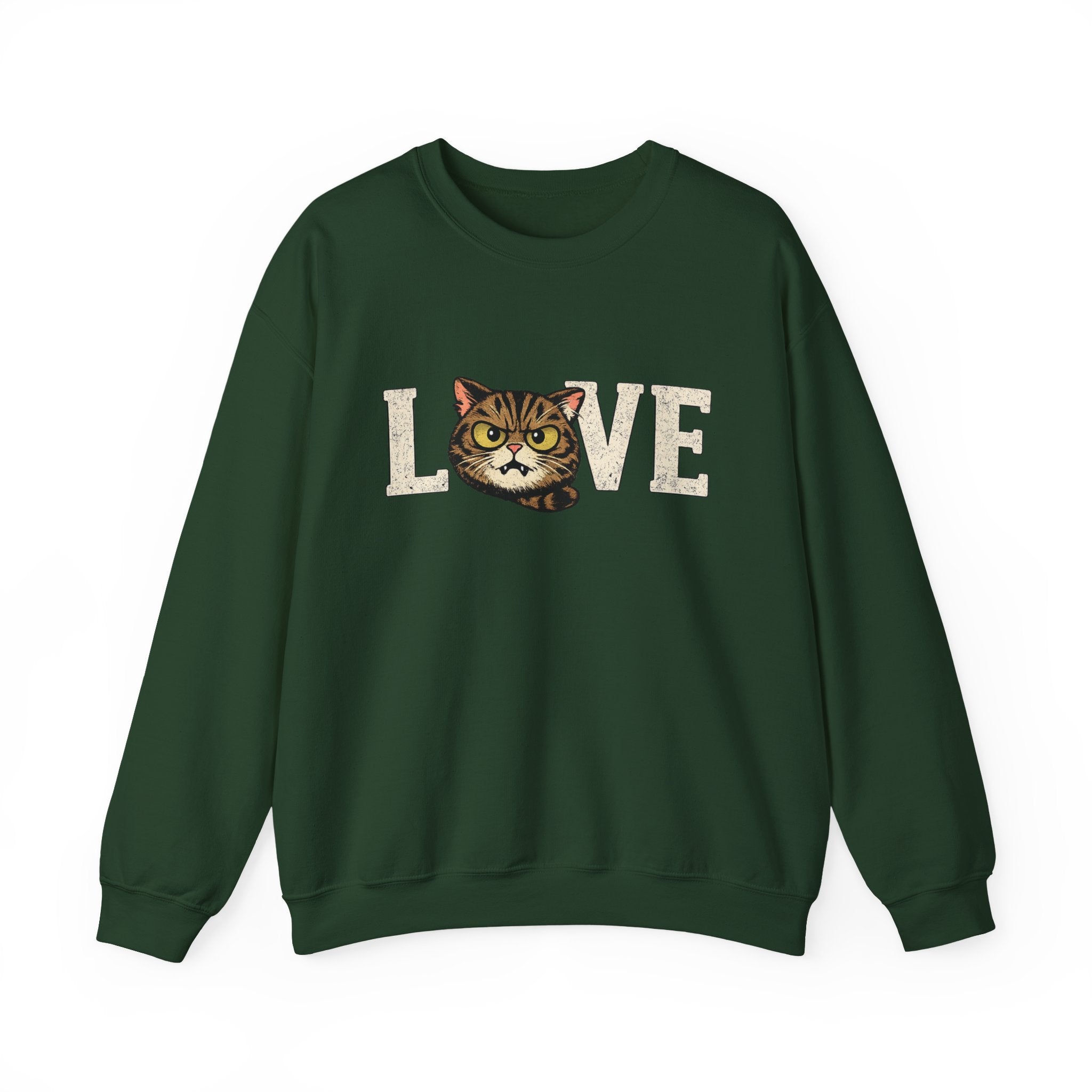 Cat Love Sweatshirt — Vintage Tabby Kitty Crewneck