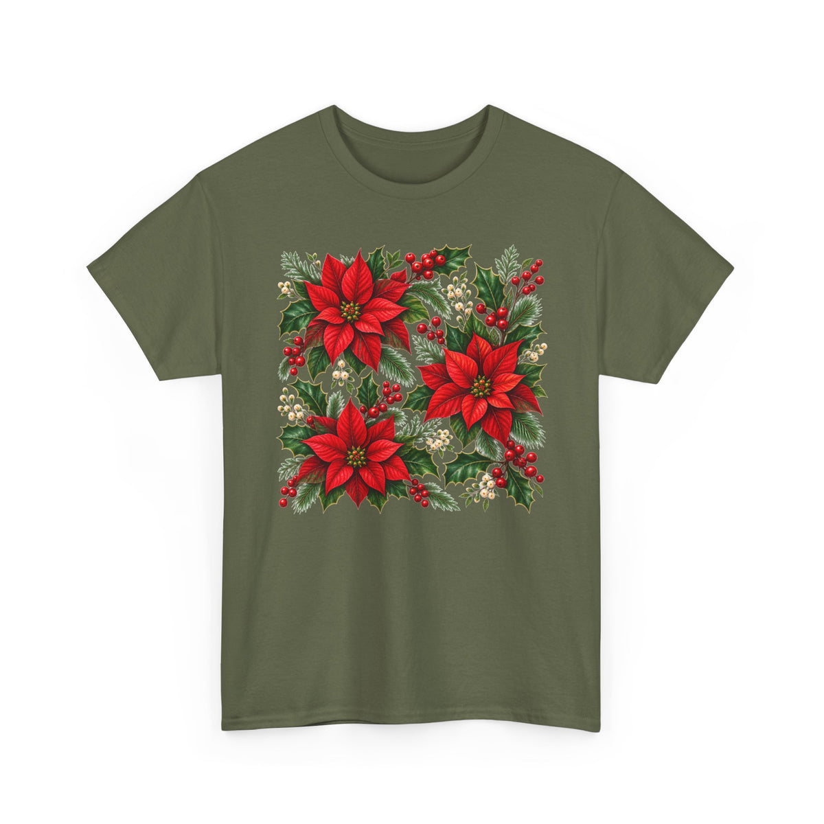 Poinsettia Square Floral Christmas Tee