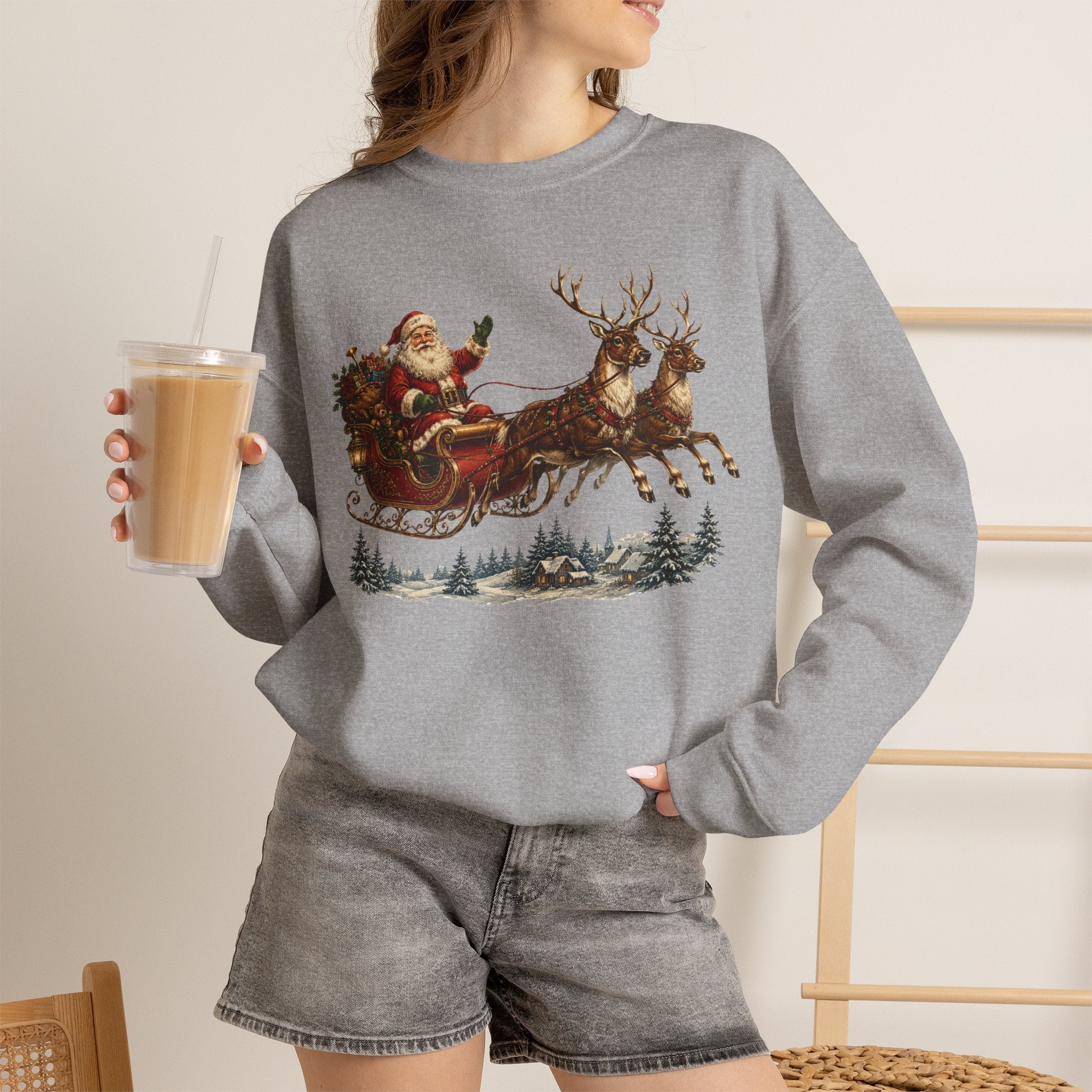 Vintage Santa Sleigh Crewneck Sweatshirt