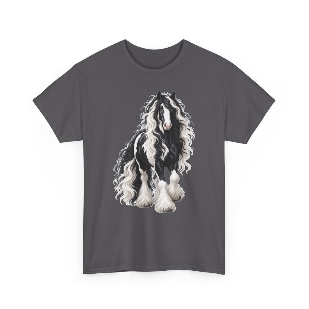 Gypsy Vanner Horse T-Shirt — Artistic Black & White Draft Horse Tee