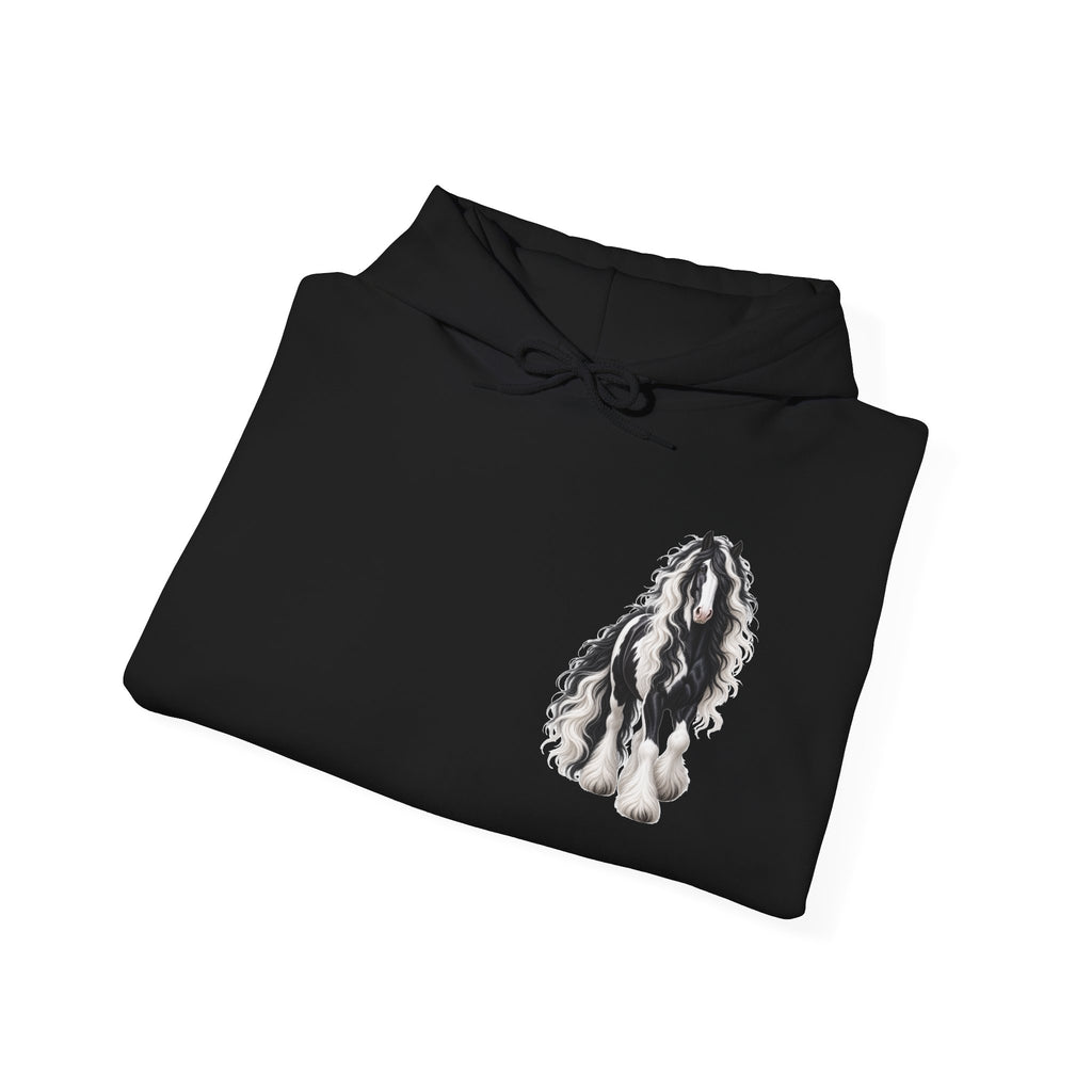 Gypsy Vanner Horse Pocket Hoodie — Small Chest Art, Equestrian Sweatshirt