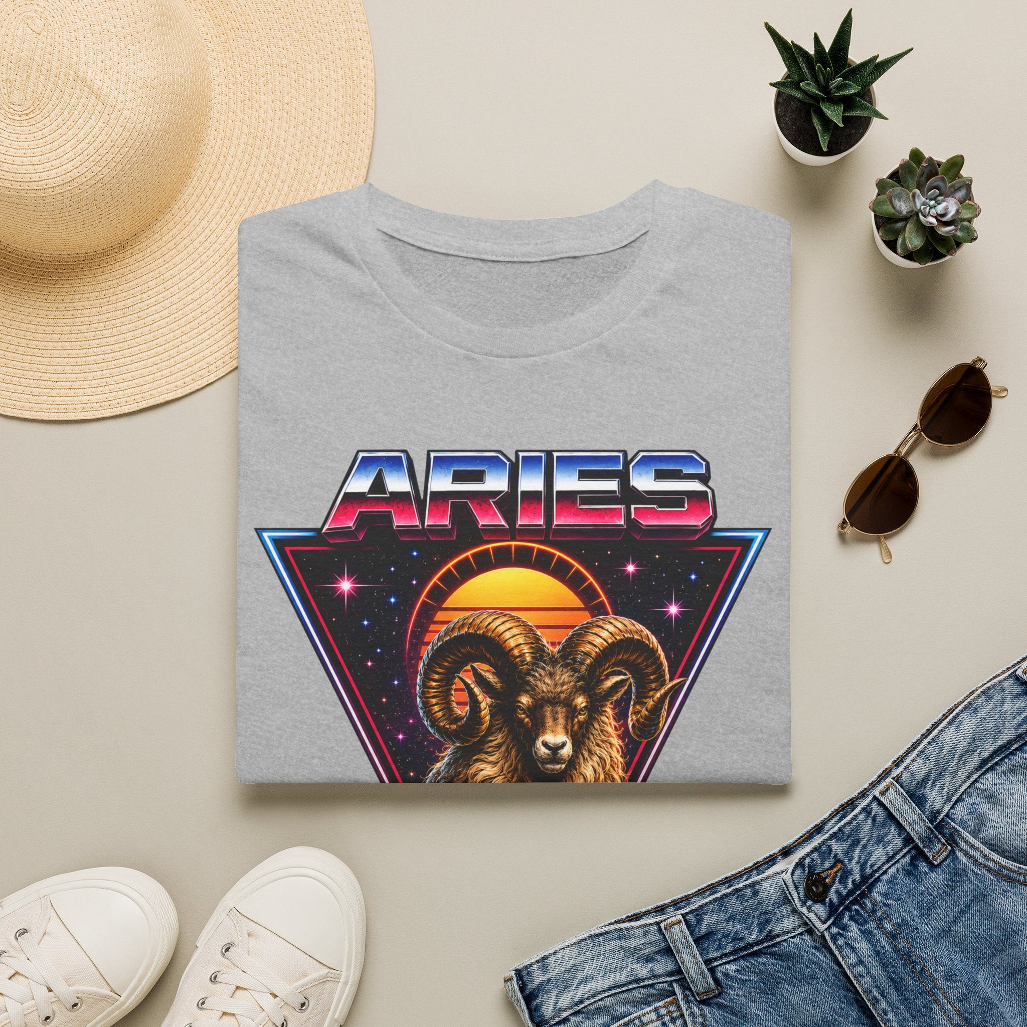 Aries 80s style Zodiac T-Shirt — Retro Ram Graphic Tee