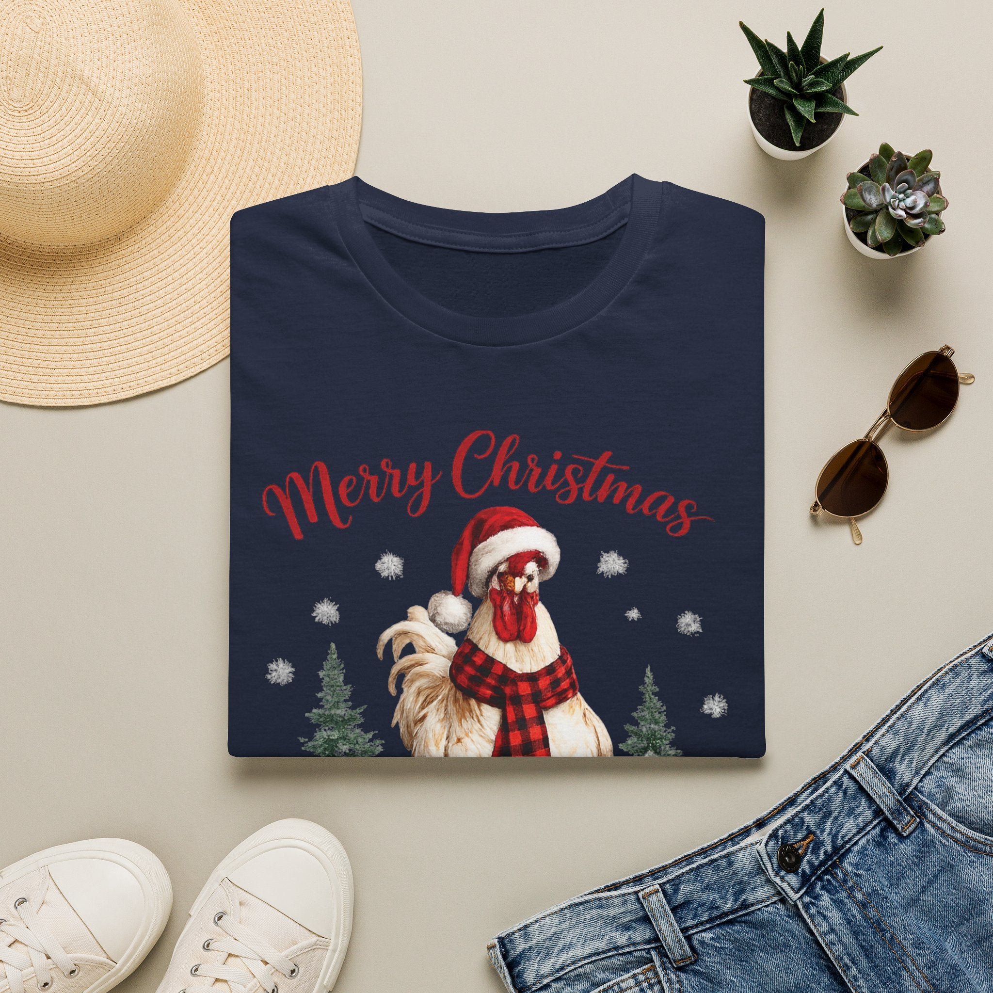 Christmas Rooster T-Shirt — Merry Christmas Farmhouse Holiday Tee