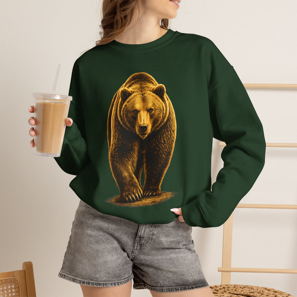Grizzly Bear Crewneck Sweatshirt — Vintage Wildlife Graphic