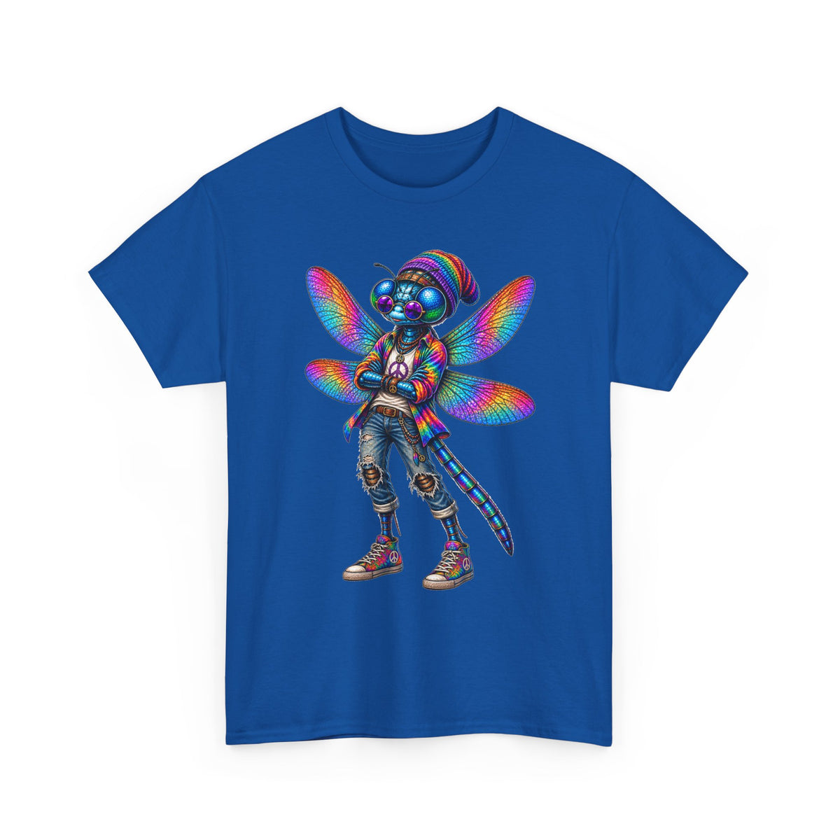 anthropomorphic Dragonfly Tee — Rainbow Glitch Dragonfly Graphic T-Shirt