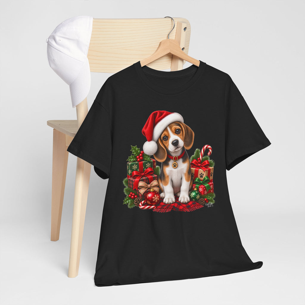 Christmas Beagle Puppy T-Shirt – Cute Santa Hat Holiday Tee
