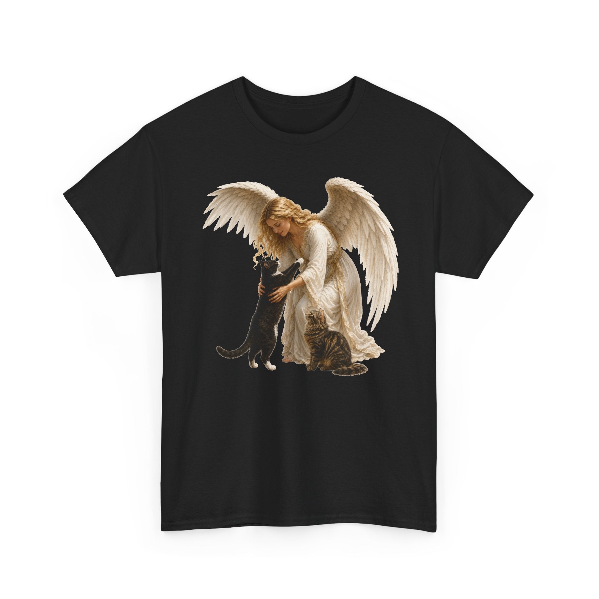 Angel with Cat T-Shirt — Guardian Angel Pet Lover Tee