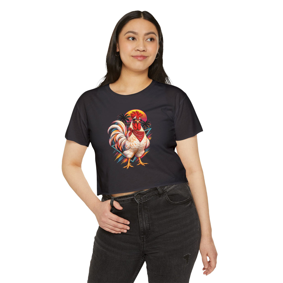 Rooster Sunset Crop Top — Women's Festival Tank Top