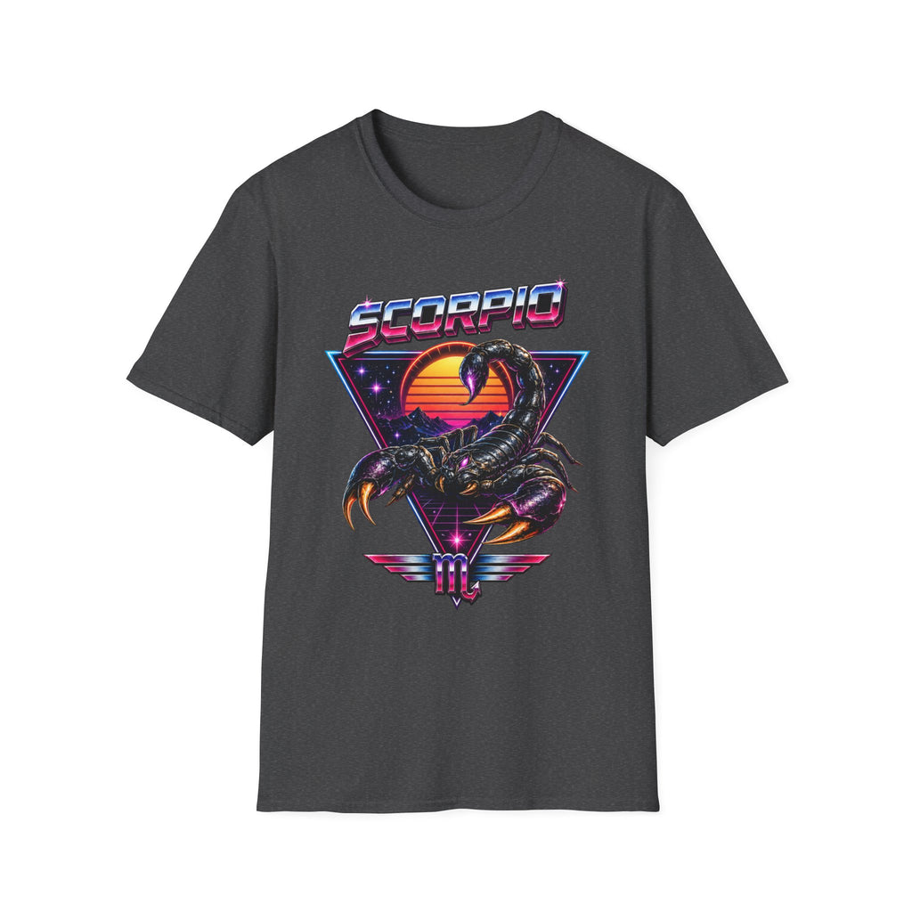 Scorpio Retro Sunset T‑Shirt — 80s Neon Scorpion Zodiac Tee