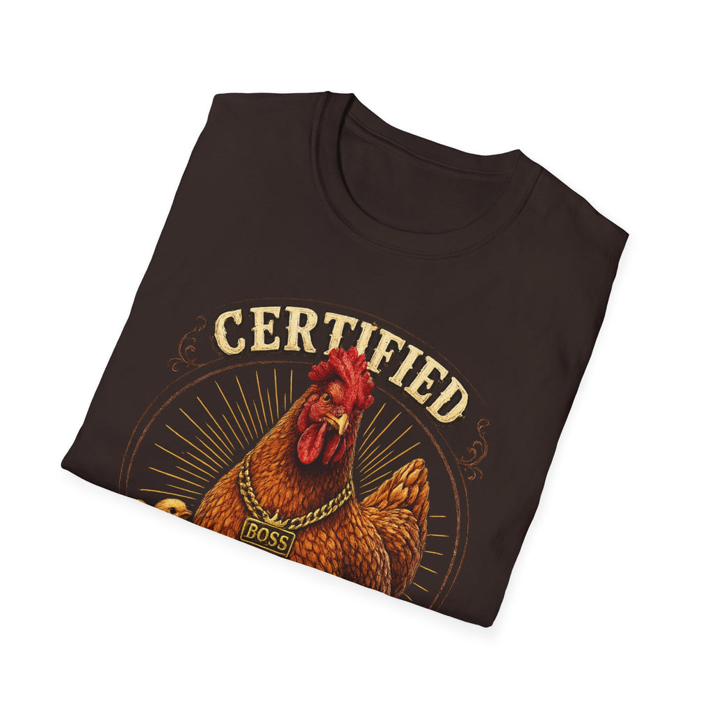 Boss Hen T-Shirt — "Certified Boss Hen Runs This Coop" Chicken Farm Tee